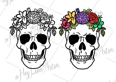 Skull Svg Los Muertos Svg Day Of The Dead Svg Flower Svg Etsy