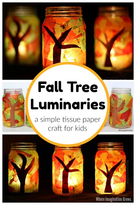 Fall Tree Mason Jar Luminaries Craft In 2020 Cheap Fall Crafts For