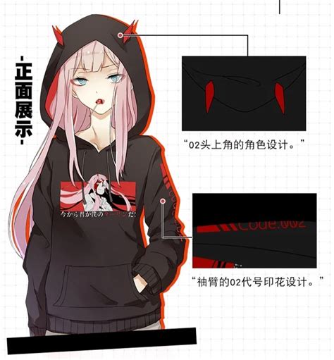New Anime Darling In The Franxx Cosplay Costume Zero Two Casual Hoodie