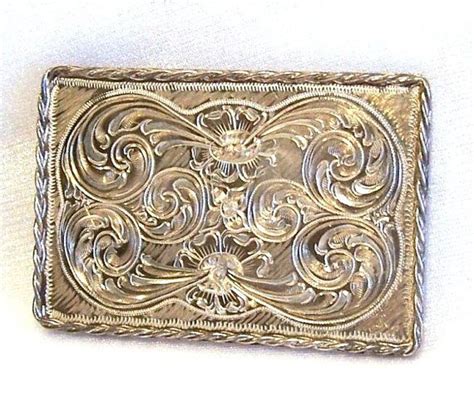 Vintage Sterling Silver Belt Buckle With Hand Engraved Flowers Etsy