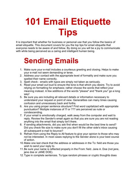 101 Email Etiquette Tips Pdf