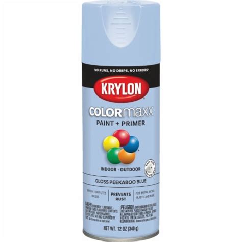 Krylon Colormaxx Gloss Peekaboo Blue Spray Paint And Primer 12 Oz