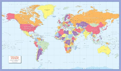 Colour Blind Friendly Political Wall Map Of The World Large