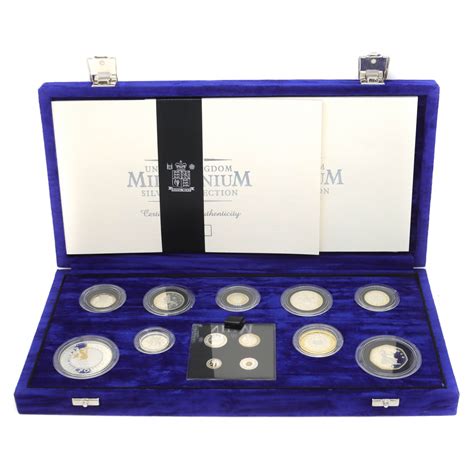 Royal Mint 2000 Uk Millenium Silver Proof Coin Collection With Maundy
