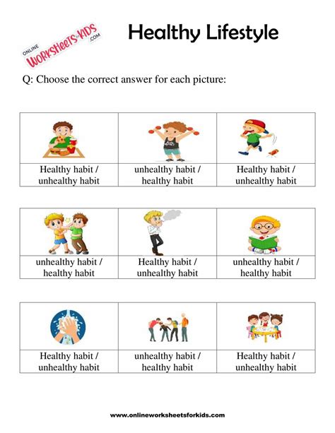 Healthy Lifestyle Worksheets For Grade 1 9