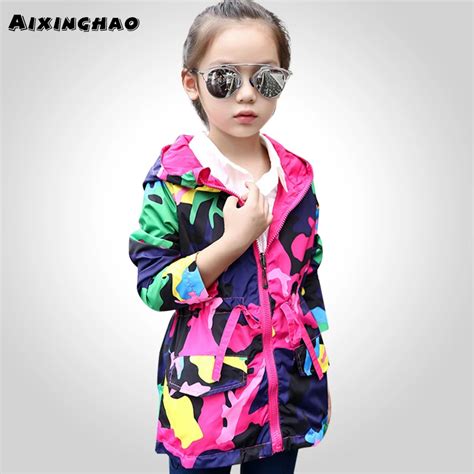 Jacket For Girls Camouflage Girls Windbreaker Autumn Kids Waterproof
