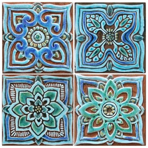 Decorative Tile With Mandala Design Handmade Tile Spanish Etsy
