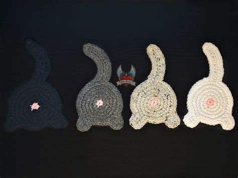 cat butt coaster crochet pattern etsy