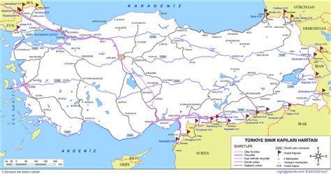 Türkiye'nin Sınır Kapıları Haritası: Türkiye'ye Sınır Olan ...