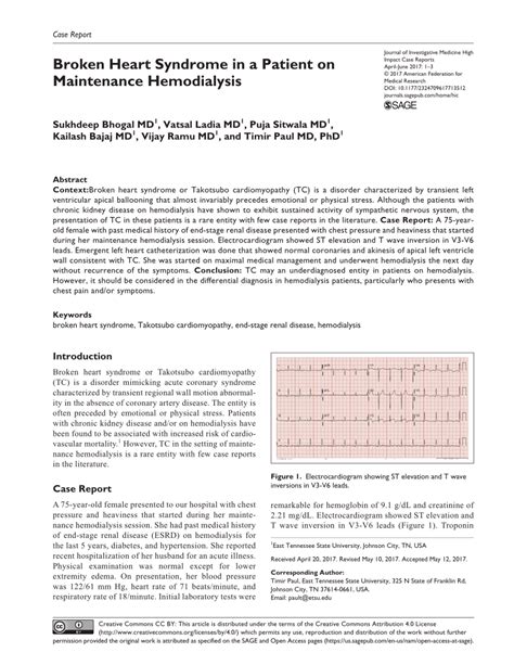 Pdf Broken Heart Syndrome In A Patient On Maintenance Hemodialysis