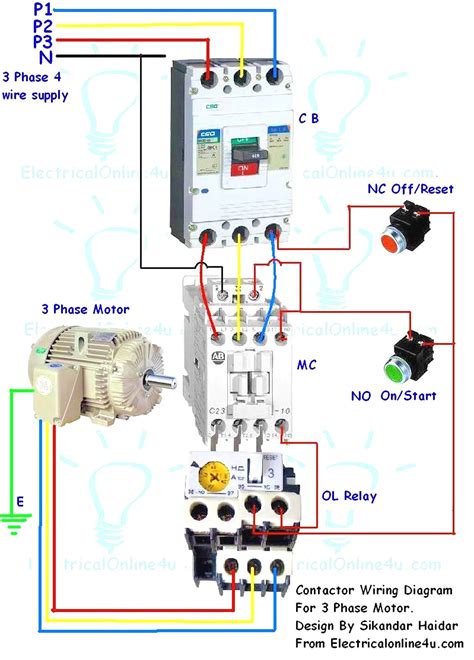 phase contactor wiring diagram start stop