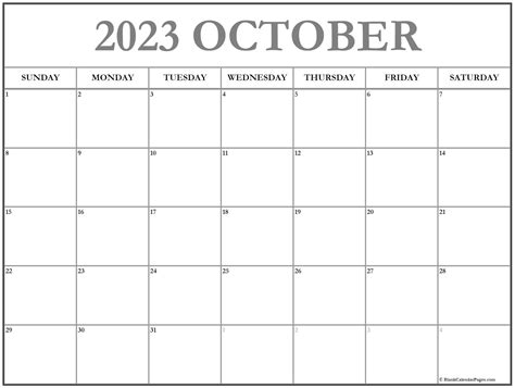 October 2023 Printable Blank Calendar Get Organized And Reach Your