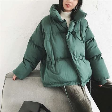 jackets winter women cotton padded jacket stand collar solid color