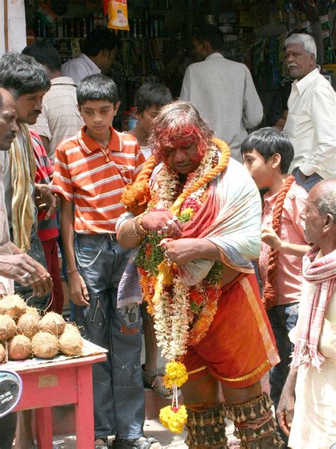 Indian Festivals Bonalu Potharaju Blessing People Stock Photos Free