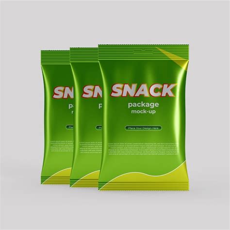 Premium Psd Realistic Foil Snack Bag Packaging Mockup