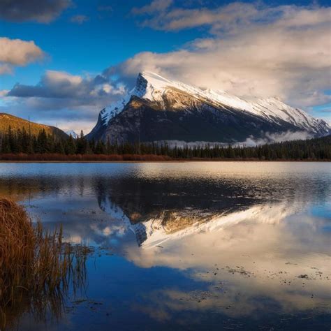 Moyamoya Mount Rundle Reflected In The Late Afternoon As Shot By