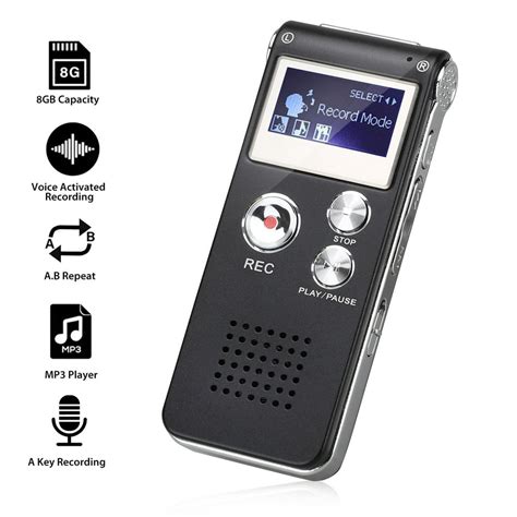 8gb Digital Voice Recorder Rechargeable Pocket Size Noise Reduction
