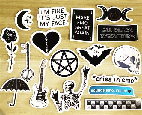 Emo Laptop Stickers Fun Gothic Skull Bats Rose Make Emo Great Etsy