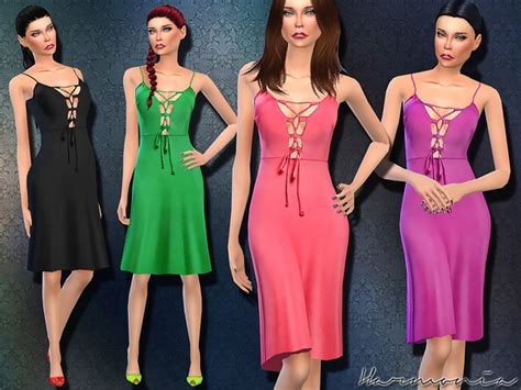 The Sims Resource Day To Night Look Lace Up Dress By Harmonia • Sims 4