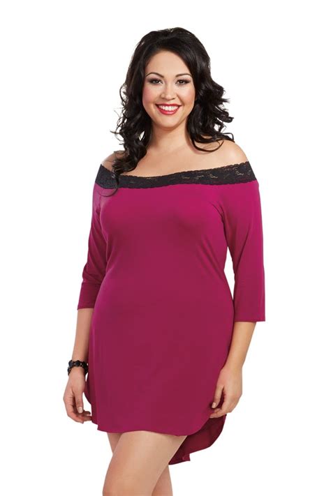 Plus Size Full Figure Cotton And Spandex Jersey Tunic Lingerie