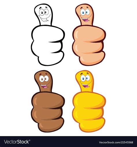 Hand Giving Thumbs Up With Cartoon Face Collection Cartoon Faces