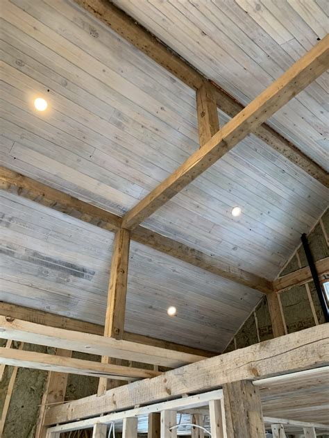Whitewashed Tongue And Groove Pine Ceiling Shelly Lighting