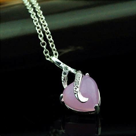 Free Shipping Sliver Plated Pink H Zircon Pendant Necklace Women