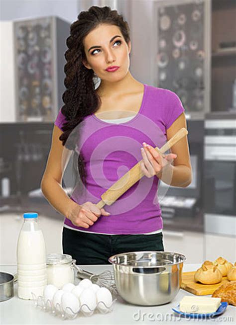 Cooking Woman At Kitchen Stock Photo Image Of Housewife 89653092
