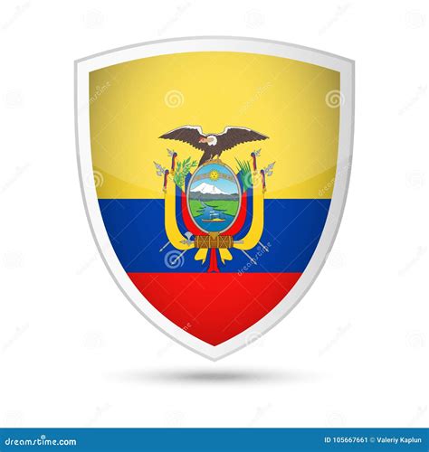 Ecuador Flag Vector Shield Icon Stock Illustration Illustration Of