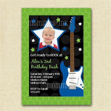 Rock Star Guitar Boy Birthday Party Invitation By Mommiesink Boy