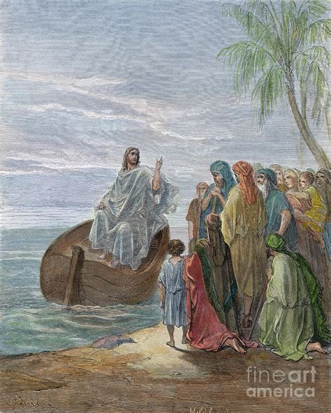 Jesus Preaching At The Sea Of Galilee Photograph By Gustave Dore Fine
