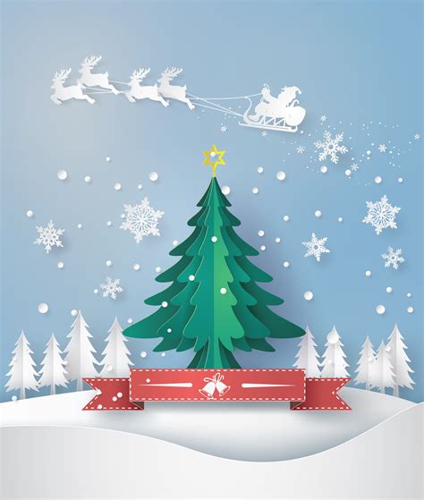 Merry Christmas Greeting Card With Origami Made Christmas Tree 585709