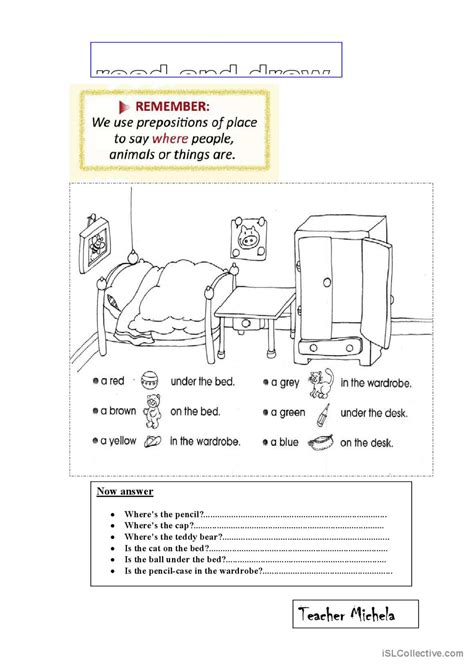 Read And Draw Prepositions Fran Ais Fle Fiches Pedagogiques Pdf Doc