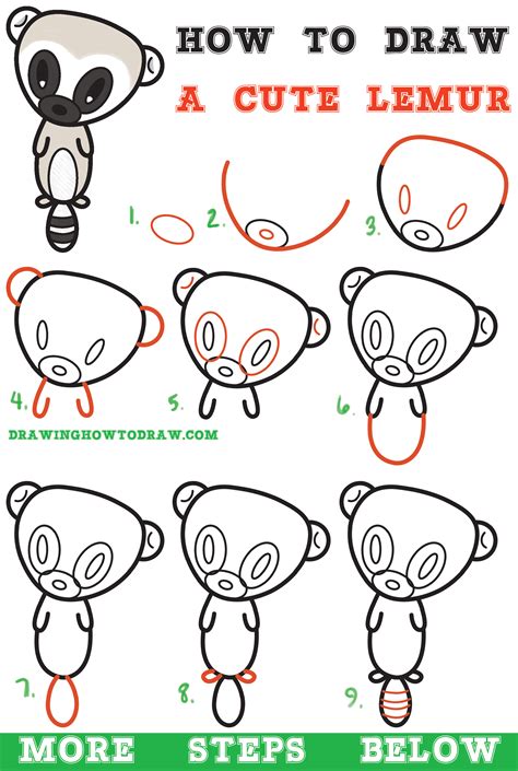 Learn How To Draw A Super Cute Cartoon Lemur Easy Step By