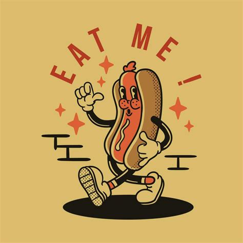 Hot Dog Vintage Mascot Cartoon Character Illustration 24675440 Vector