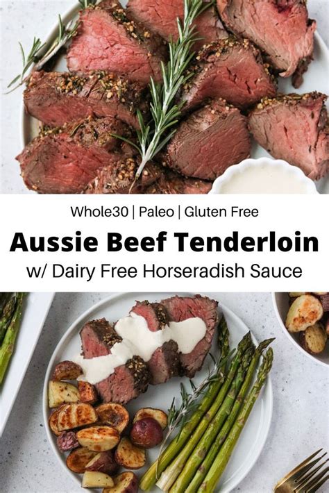 Position a rack in the upper third of the oven. Beef Tenderloin with Dairy Free Horseradish Sauce | Beef tenderloin recipes, Beef recipes, Paleo ...
