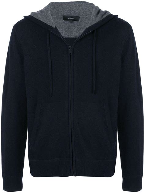 Vince Cashmere Zip Up Hoodie In Blue For Men Lyst