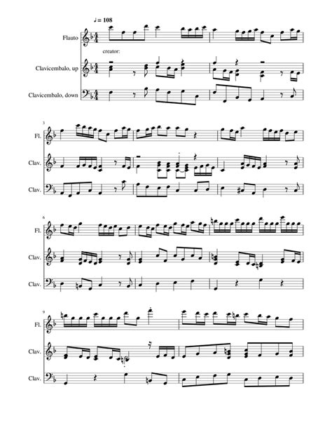 Telemann Sonata No1 In F Major Vivace Sheet Music For Flute Harpsichord Download Free In Pdf
