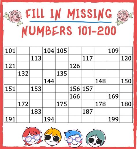 Missing Numbers 100-200 Worksheet