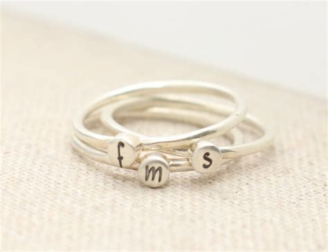 Initial Ring T For Mom Stacking Rings Personalized Etsy