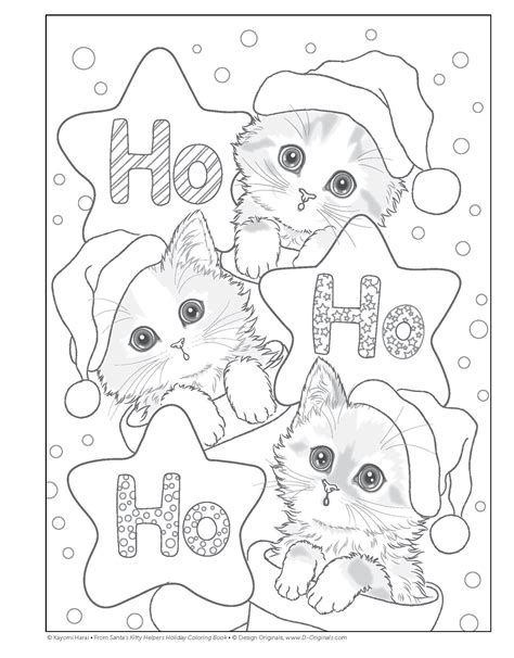 Cute Christmas Cat Coloring Pages