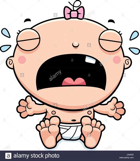 Cartoon Illustration Baby Girl Crying Stock Photos