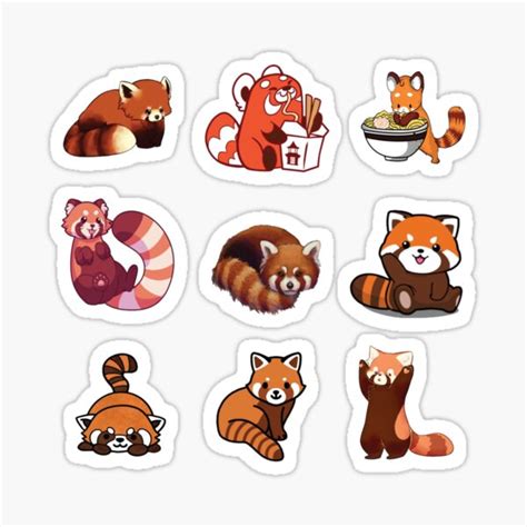 Red Panda Sticker Pack Sticker By Maskspattern Redbubble