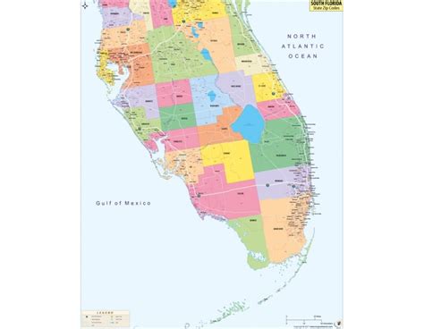 Buy South Florida Zip Codes Map Online