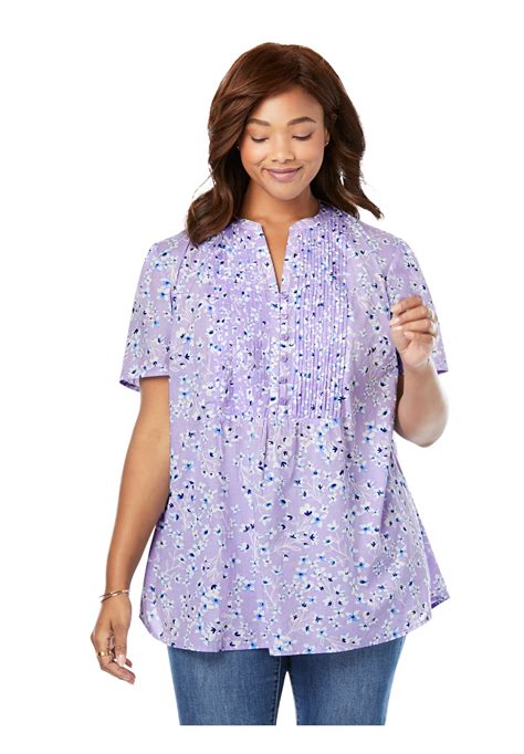 Woman Within Woman Within Women S Plus Size Pintucked Half Button Tunic Walmart