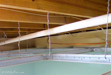 The length of each support wire should be the distance from the drop ceiling support to the hidden ceiling anchor point plus 9 inches extra on each end to tie. suspended-ceiling-reimagined-part-1 | Suspended ceiling ...