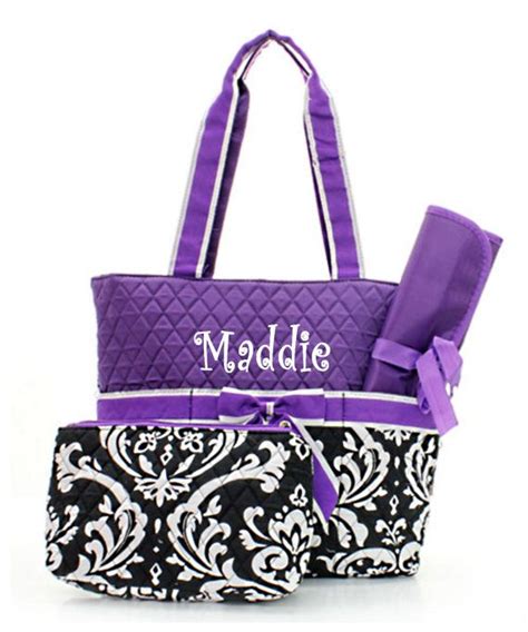Personalized Diaper Bag Damask Purple By Mauricemonograms 3600