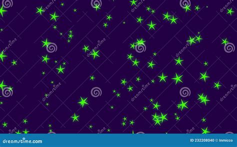 Green Glow Stars On A Purple Background Glittering Stars At Night