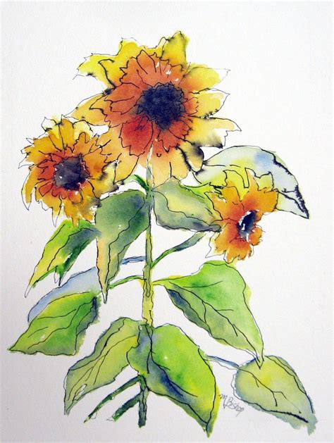 Sunflowers Loose Watercolor Flowers Watercolor Sunflower Sunflower