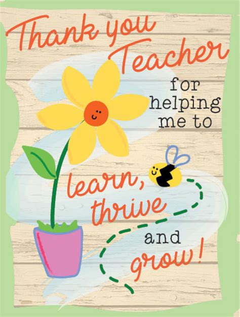 Thank You Teacher For Helping Me To Learn Thrive And Grow Etsy Singapore